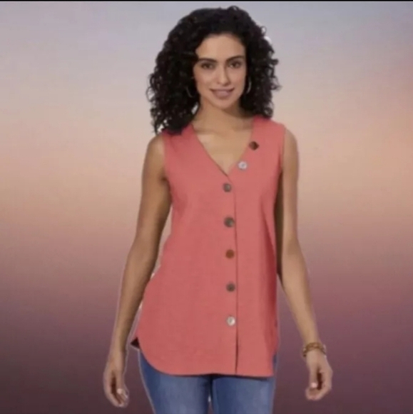 Soft Surroundings Delia Tunic Tank Rosebud Sz PL - Picture 1 of 10